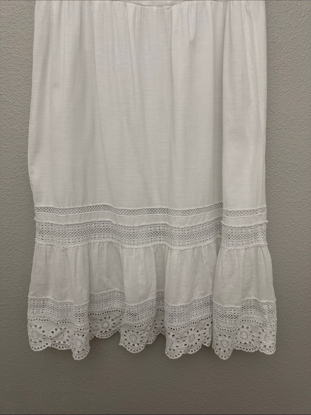 Talbots Woman Maxi Dress White Sleeveless Eyelet Cotton Boho Peasant Size 20W - Picture 8 of 16